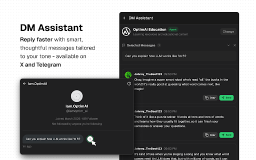 OptimAI :: OptimAI generates engaging content, create persona replicas, and seamlessly manage your social media presence.