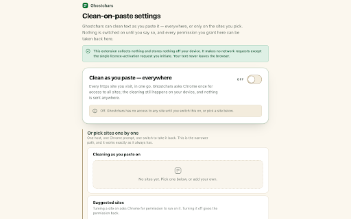 Ghostchars: clean hidden characters :: Reveal and remove invisible Unicode characters in text you paste. It runs on your device; your text is never uploaded.