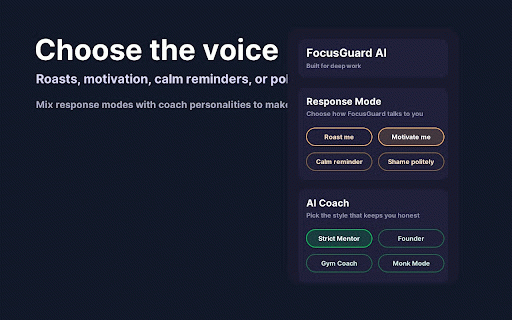FocusGuard AI — Focus or Get Roasted :: Block distracting sites during focus sessions. Get AI-roasted if you cheat.