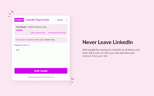 LinkedIn Page Inviter by SimpleLi :: Streamline inviting people to your company's LinkedIn page