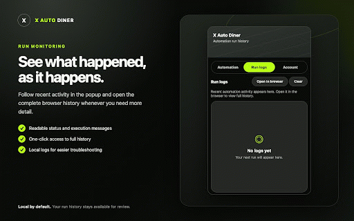 X Auto Diner :: Automate posting, replies, likes, verified-account follows, and creator post collection on X.