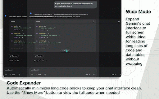 UI Enhancer for Gemini :: Enhances Gemini interface with useful tools: Wide Mode, Snippets, Multi-Quote & Message Sidebar.