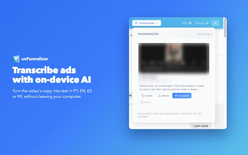 unFunnelizer :: Kit completo pra hackear funis. Revele VSLs, copie headlines, baixe imagens e espie anúncios.
