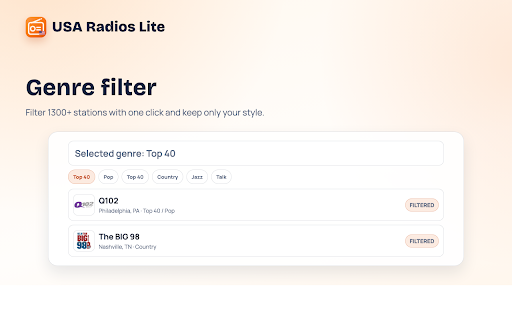USA Radios Lite: +1400 Live Radio Stations Ad-Free :: Listen to United States radio stations live, ad-free, and hassle-free.