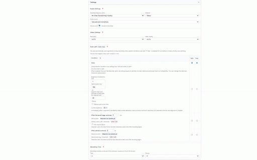 Browser Tab Recorder :: Record browser tabs with stereo audio. Disk cache for long recording, auto split on screen blackout, and per-segment management.