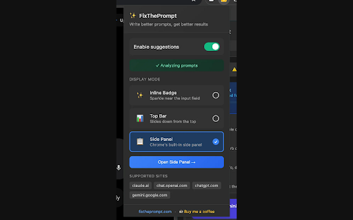 FixThePrompt :: Real-time feedback to write better AI prompts. Like Grammarly, but for prompts.