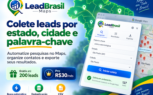 LeadBrasil Maps :: Encontre empresas no Google Maps por estados, cidades e palavras-chave. Teste grátis de 200 leads sem cadastro e Pro ilimitado.
