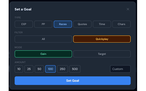 TypeGG Goal Tracker :: Track your goals directly on TypeGG