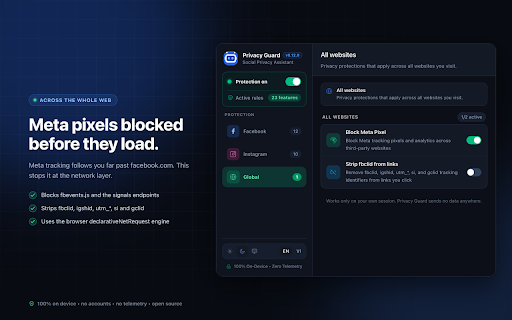 Privacy Guard :: Control the signals your social accounts send on your behalf, and block social tracking across the web.