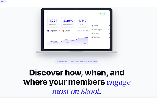 Skoolgrades Sync :: Sync Skool community data to Skoolgrades. In-context analytics and one-click actions on your admin pages.