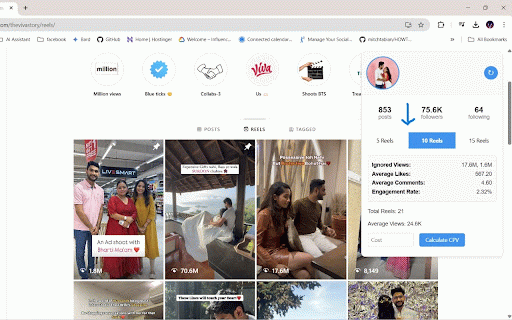 T-Analytics – Instagram Profile Analyzer :: Analyze Instagram profiles instantly: engagement rate, reel views, CPV, likes & comments — all for free, right on Instagram.