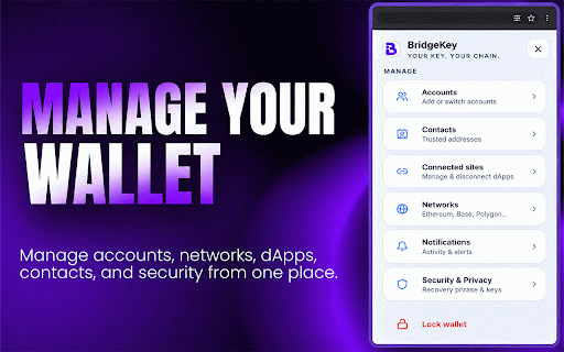BridgeKey :: Multi chain crypto wallet for 95+ EVM compatible chains.