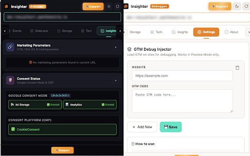 Insighter Debugger - GTM, GA4, Meta Pixel, Google Ads & TikTok :: Debug GTM, GA4, Google Ads, Meta & TikTok pixels. DataLayer viewer, consent mode checker, cookie manager + 200+ tech detection.