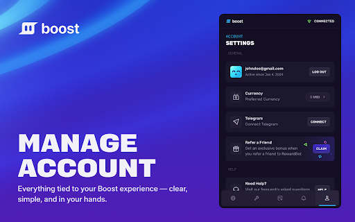 Boost :: The all-in-one extension for claiming rewards, tracking stats, and protecting your privacy. Creating the future of gaming.