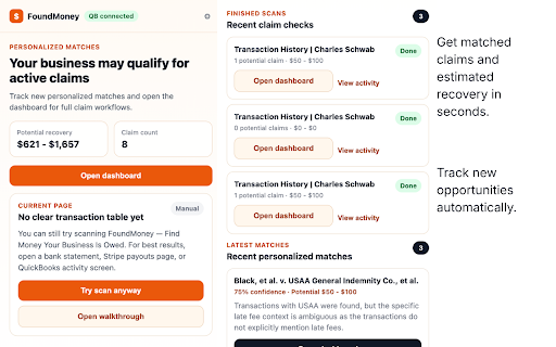 FoundMoney — Settlement Finder :: Track claim opportunities, scan financial pages, and discover business settlements you may qualify for.