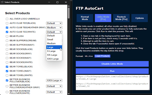 FTP AutoCart :: FTP AutoCart is an Extension designed to automate limited-edition Shopify purchases, currently only optimized for the FTP brand