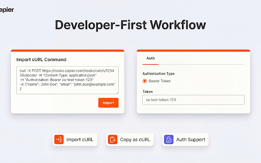 Zapier Webhook Tester - Debug & Test Zap Automation Triggers :: Test & debug Zapier webhook URLs and Zap triggers. Send HTTP requests, import cURL, inspect responses. Free Zapier tool.