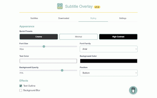 Subtitle Overlay :: Search, download, and overlay subtitles on any video with customizable appearance and timing controls