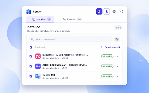 Extensions Syncer :: Sync and manage your Chrome extensions