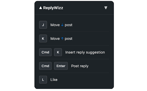 ReplyWizz :: ReplyWizz generates smart LinkedIn & X comments with one click. Keyboard shortcuts let you scroll, like, reply & post fast.
