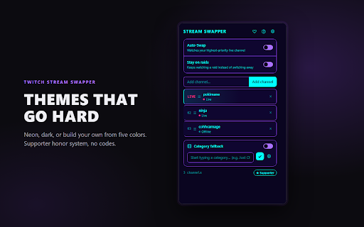 Twitch Stream Swapper :: Automatically swap between Twitch streams based on priority. Auto-switches when higher priority streams go live.