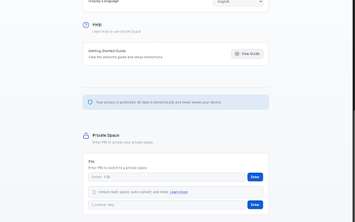 Secret Guard — Private Bookmark Vault, Tab Recovery & History Cleanup :: PIN-locked private bookmark vault with incognito tab recovery and optional history cleanup. 100% local, no accounts.
