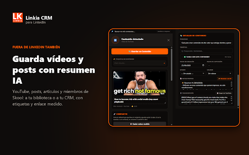 Linkia CRM & LinkedIn Sales :: CRM de ventas para LinkedIn: captura contactos con un clic y deja que el Copiloto IA redacte los mensajes que cierran venta.