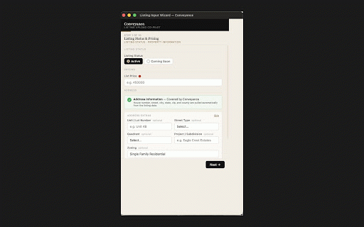 Conveyance for UtahRealEstate.com :: Automates the URE listing form for Utah real estate agents. Finds tax records, pulls MLS history, and fills 50+ fields automatically