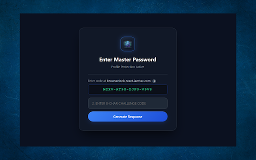 Browser Profile Lock :: Lock your browser session behind a master password, with auto-lock on idle and offline password recovery.