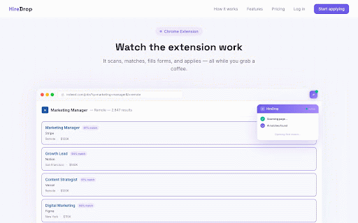 HireDrop — Auto-Apply on Indeed, ZipRecruiter, Greenhouse :: Auto-apply on Indeed, ZipRecruiter, Greenhouse, Lever & Ashby with your resume and an AI-written cover letter.
