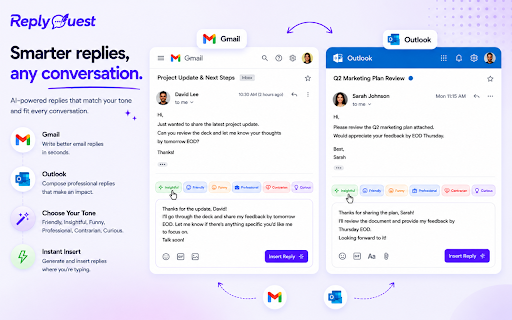 ReplyQuest – AI Auto Reply & Email Writer :: AI reply generator that drafts natural, context-aware responses for emails, comments, social posts, and message threads in seconds
