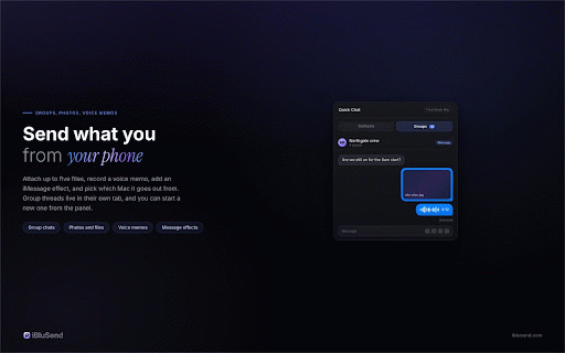 iBluSend GHL Dialer: Click to Call & iMessage for GoHighLevel :: Click to call numbers on your GoHighLevel, HighLevel and Close pages, and reply to iMessage in Chrome's side panel. FaceTime too.