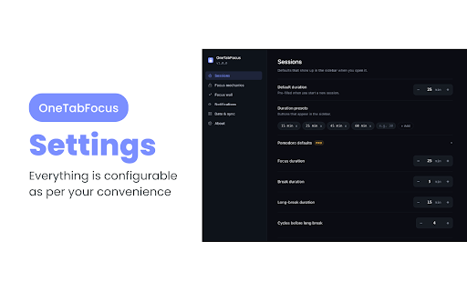 OneTabFocus — Focus Mode, Pomodoro Timer & Tab Manager for Deep Work :: Focus mode for Chrome that locks one tab and hides the rest. Real Pomodoro timer, tab manager & distraction blocker for deep work.