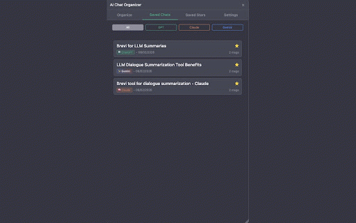 Brevi: AI Chat Summarizer & History :: Organize and manage your AI conversations (ChatGPT & Gemini) with folders, tags, and search functionality