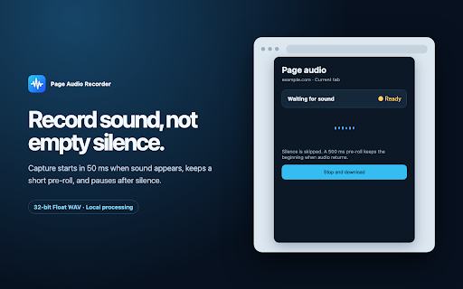 Page Audio Recorder :: Download discoverable source audio or record active-tab audio as lossless WAV.
