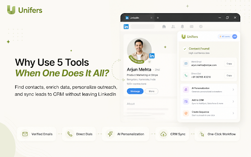 Unifers - Free Email Finder, B2B Leads & Outreach Tool :: Find verified emails & phone numbers instantly — free. Works on LinkedIn and any website.