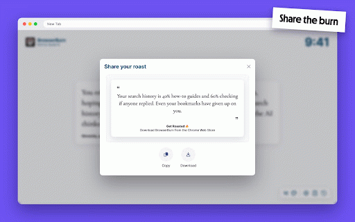BrowserBurn :: Replaces your new tab page with spicy roasts based on your recent browsing history - a unique and fun way to browse every day!