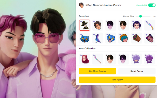 KPop Demon Hunters Cursor ★ Custom Cursor for Chrome™ :: Browse with 30+ KPop Demon Hunters cursors: fierce idols, weapons & more!