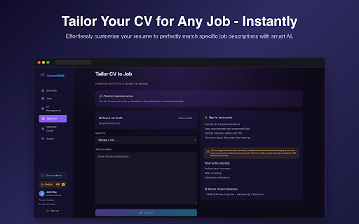 CareerOrbit Smart Helper :: AI-powered job application booster. Detects job descriptions and helps tailor your CV.