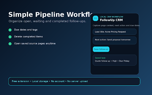 Page Notes & FollowUp CRM Assistant :: Save page-based follow-up notes, next actions, and CRM tasks locally in one click.