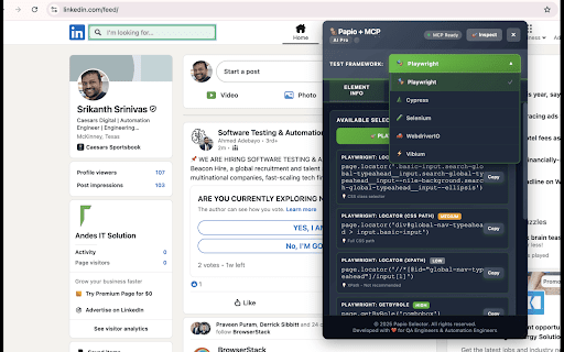 Papio Test Framework Generator + Selector + MCP AI Powered :: AI-Powered Element Inspector, Page Scanner, Zephyr Test Case Generator & Test Framework Generator for QA Engineers