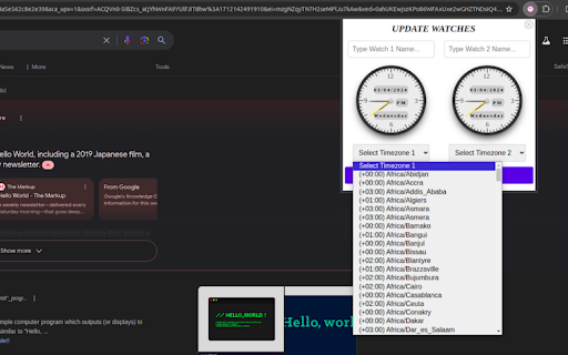 Dual Watch : World Clock Extension :: Stay synchronized across timezones with Dual Watch : World Clock Extension For Chrome