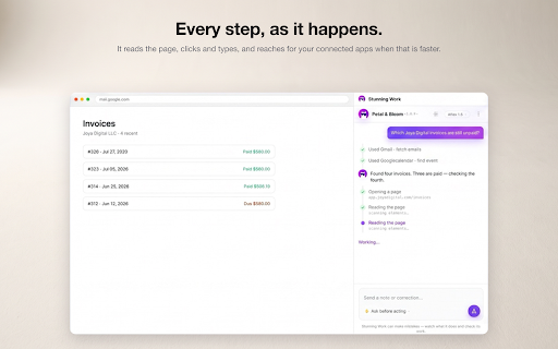 Stunning Cowork :: Your AI agent that does tasks for you — right inside your browser.