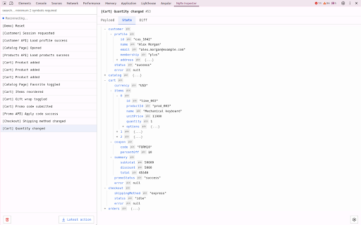 NgRx Inspector :: A lightweight Chrome DevTools extension for real-time inspection of NgRx actions and state changes in Angular applications.…