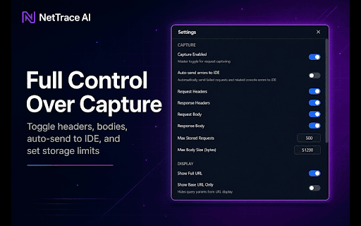 NetTrace AI :: Capture network requests and format them for AI debugging workflows. Reduce debugging-to-AI time from minutes to seconds.