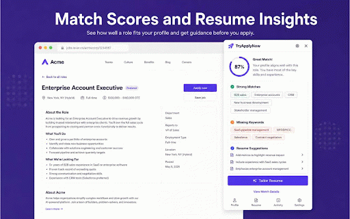 TryApplyNow - AI Job Search Assistant :: AI job application autofill with review before submit.