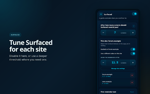 Surfaced :: Notifications for the endless scroll. Shows a notification when you scroll past a set threshold.
