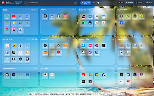 Navicon (New Tab) :: Transform your browser into a fully customizable visual hub. Powerful, icon-driven, and designed for clean, focused navigation.