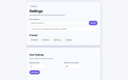FocusFlow :: A student focus assistant that helps users start tasks, block distractions, recover when stuck, and track progress.