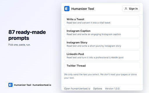 Humanizer Tool – AI Humanizer & AI Detector :: Humanize AI-generated text and check how likely any text is AI-written, right in the text field where you write.